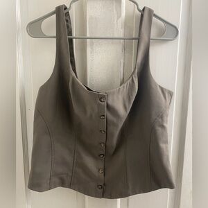 Dynamite Taupe Button-Up Crop Top